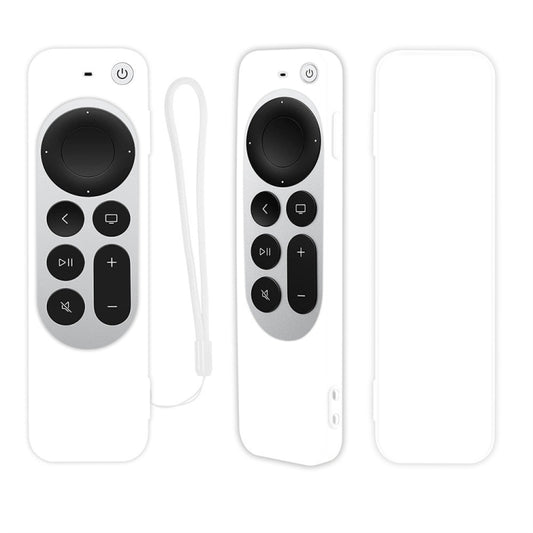 Silicone Protective Case Cover with Rope For Apple TV 4K 4th Siri Remote Controller(White) - Apple TV Accessories by PMC Jewellery | Online Shopping South Africa | PMC Jewellery