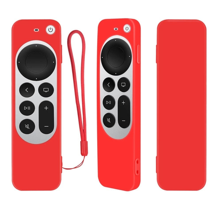 Silicone Protective Case Cover with Rope For Apple TV 4K 4th Siri Remote Controller(Red) - Apple TV Accessories by PMC TechLife | Online Shopping South Africa | PMC TechLife