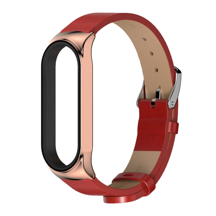 For Xiaomi Mi Band 6 / 5 / 4 / 3 Mijobs CS Microfiber Leather Watch Band(Red + Rose Gold) - Watch Bands by MIJOBS | Online Shopping South Africa | PMC TechLife | Buy Now Pay Later Mobicred