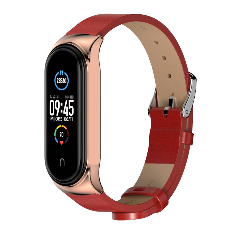 For Xiaomi Mi Band 6 / 5 / 4 / 3 Mijobs CS Microfiber Leather Watch Band(Red + Rose Gold) - Watch Bands by MIJOBS | Online Shopping South Africa | PMC TechLife | Buy Now Pay Later Mobicred