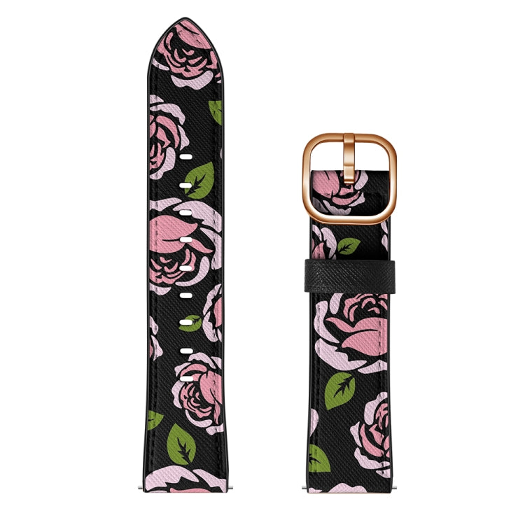 22mm For Xiaomi Haylou RT RS3 LS04 / LS05S Universal Printed Leather Watch Band(Rose) - Watch Bands by MIJOBS | Online Shopping South Africa | PMC TechLife | Buy Now Pay Later Mobicred