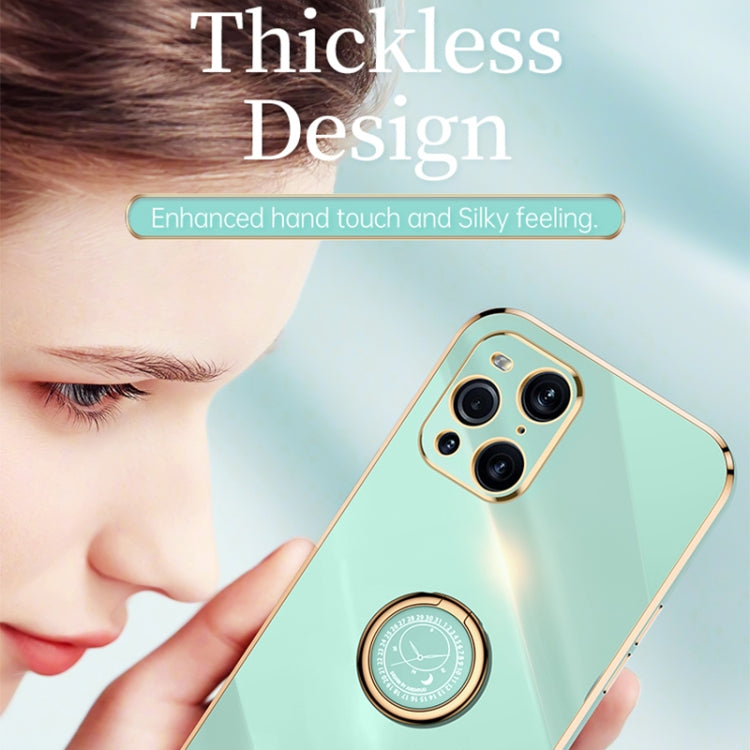 For OPPO Find X3 Pro XINLI Straight Edge 6D Electroplate TPU Phone Case with Ring Holder(Black) - OPPO Cases by XINLI | Online Shopping South Africa | PMC TechLife | Buy Now Pay Later Mobicred