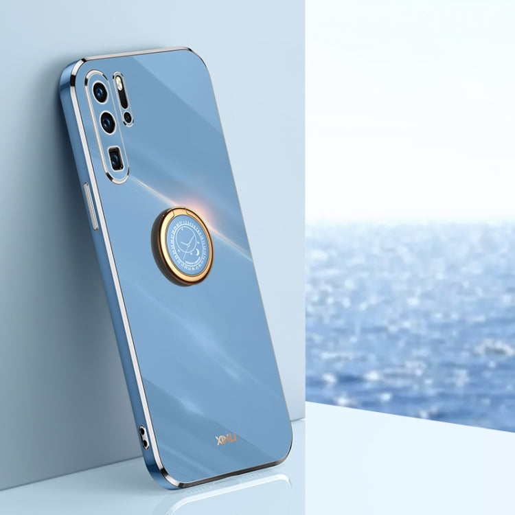 For Huawei P30 Pro XINLI Straight Edge 6D Electroplate TPU Phone Case with Ring Holder(Celestial Blue) - Huawei Cases by XINLI | Online Shopping South Africa | PMC TechLife | Buy Now Pay Later Mobicred