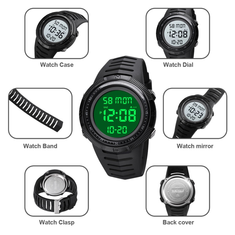 SKMEI 1632 Dual Time Display Luminous Electronic Watch, Support Alarm Clock(Golden Black) - Leather Strap Watches by SKMEI | Online Shopping South Africa | PMC Jewellery | Buy Now Pay Later Mobicred