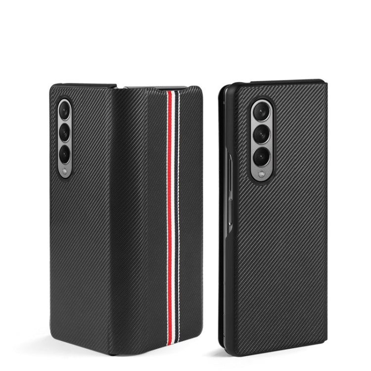 For Samsung Galaxy Z Fold3 5G Carbon Fiber Texture Folding All Inclusive PU Shockproof Splicing Leather Case(Black) - Galaxy Phone Cases by PMC TechLife | Online Shopping South Africa | PMC TechLife