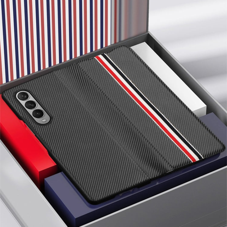 For Samsung Galaxy Z Fold3 5G Carbon Fiber Texture Folding All Inclusive PU Shockproof Splicing Leather Case(Black) - Galaxy Phone Cases by PMC TechLife | Online Shopping South Africa | PMC TechLife