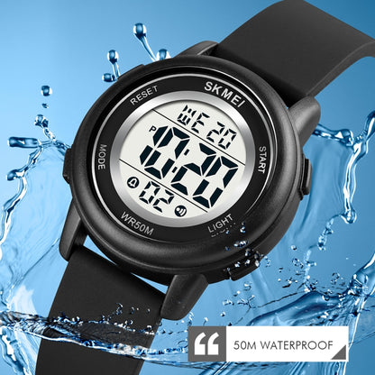 SKMEI 1721 Triplicate Round Dial LED Digital Display Luminous Silicone Strap Electronic Watch(Black) - LED Digital Watches by SKMEI | Online Shopping South Africa | PMC Jewellery | Buy Now Pay Later Mobicred