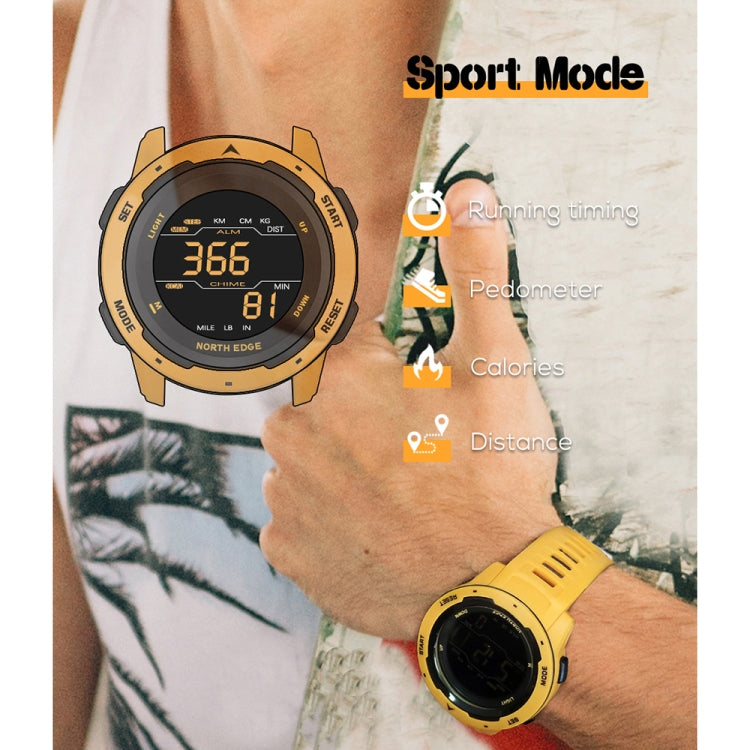 NORTH EDGE Mars Men Luminous Digital Waterproof Smart Sports Watch, Support Alarm Clock & Countdown & Sports Mode(Yellow) - Sport Watches by NORTH EDGE | Online Shopping South Africa | PMC Jewellery | Buy Now Pay Later Mobicred