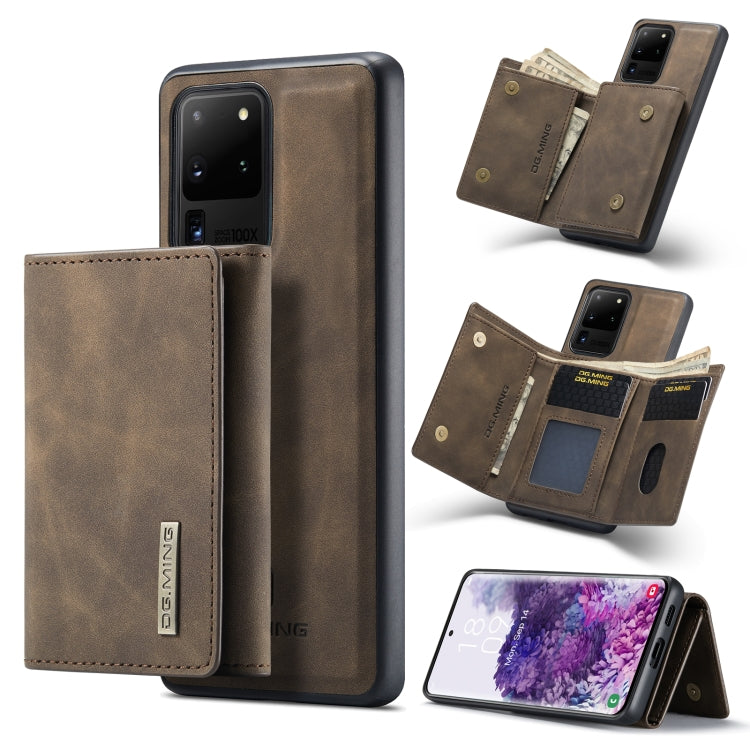 For Samsung Galaxy S20 Ultra DG.MING M1 Series 3-Fold Multi Card Wallet  Back Cover Shockproof Case with Holder Function(Coffee) - Galaxy Phone Cases by DG.MING | Online Shopping South Africa | PMC TechLife | Buy Now Pay Later Mobicred