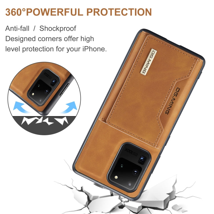 For Samsung Galaxy S20 Ultra DG.MING M2 Series 3-Fold Multi Card Bag Back Cover Shockproof Case with Wallet & Holder Function(Brown) - Galaxy Phone Cases by DG.MING | Online Shopping South Africa | PMC TechLife | Buy Now Pay Later Mobicred