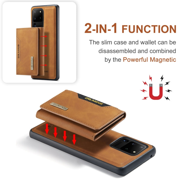 For Samsung Galaxy S20 Ultra DG.MING M2 Series 3-Fold Multi Card Bag Back Cover Shockproof Case with Wallet & Holder Function(Brown) - Galaxy Phone Cases by DG.MING | Online Shopping South Africa | PMC TechLife | Buy Now Pay Later Mobicred