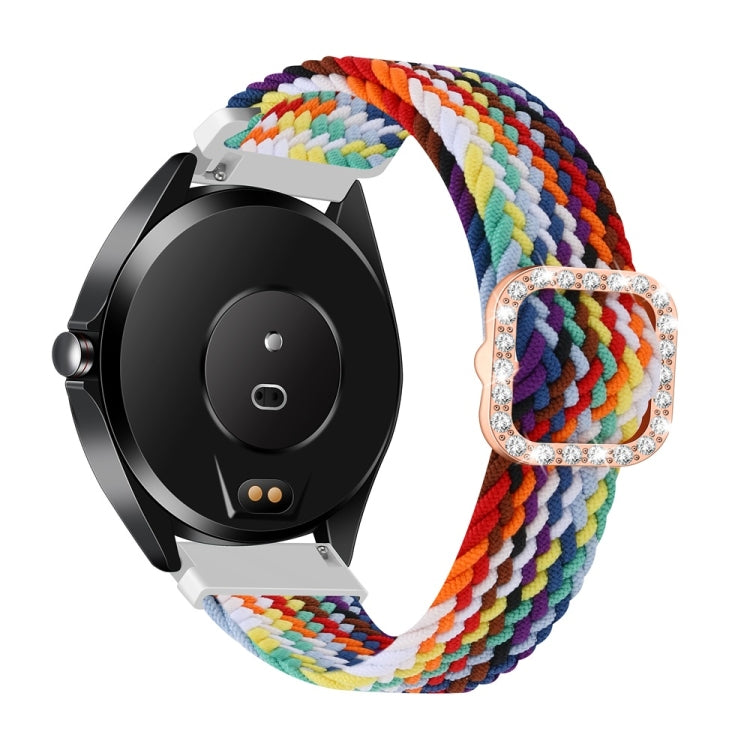 Compatible with Garmin Venu/Vivoactive 3 20mm Universal Adjustable Braided Elastic Diamond Buckle Watch Band(Rainbow) - Watch Bands by PMC TechLife | Online Shopping South Africa | PMC TechLife | Buy Now Pay Later Mobicred