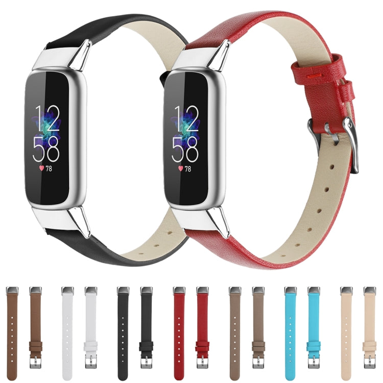 For Fitbit Luxe Leather Watch Band, Size:S(Grey) - Watch Bands by PMC TechLife | Online Shopping South Africa | PMC TechLife | Buy Now Pay Later Mobicred