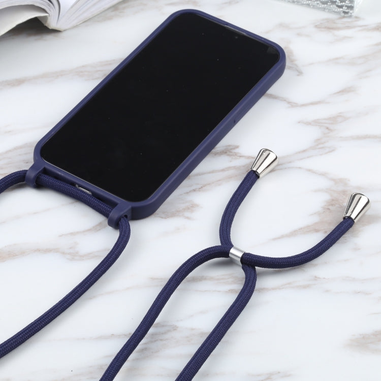 For iPhone 13 Pro Candy Colors TPU Protective Case with Lanyard (Dark Blue) - free shipping - PMC TechLife - Order now!