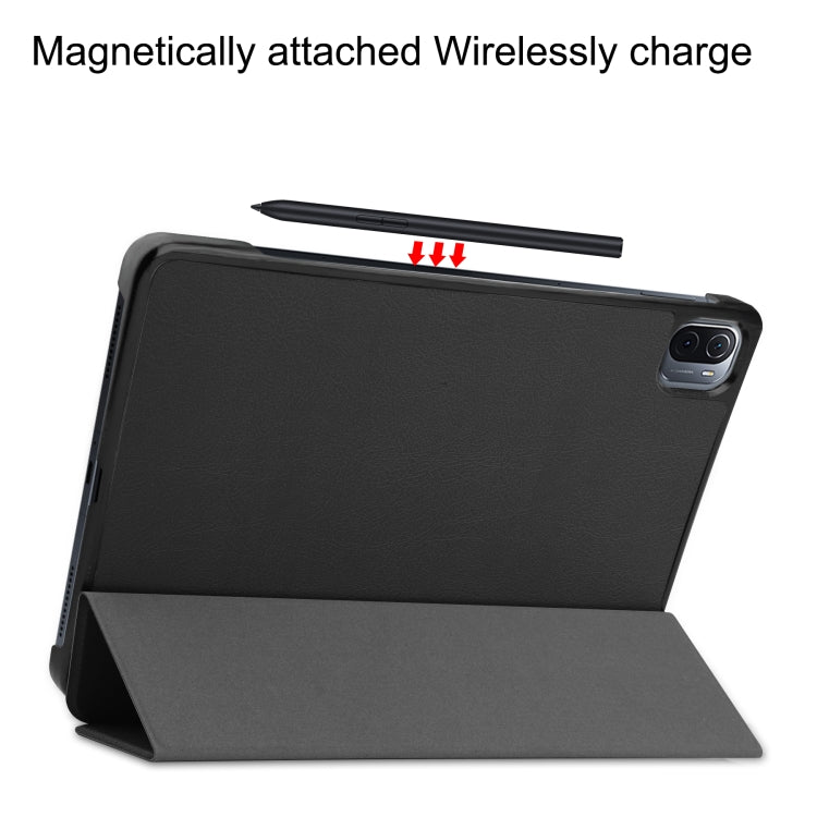 For Xiaomi Pad 5 Custer Texture Horizontal Flip Leather Case with Three-folding Holder & Sleep / Wake-up Function(Black) - free shipping - PMC TechLife - Order now!