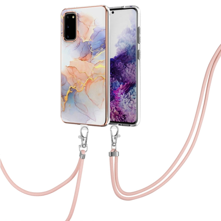 For Samsung Galaxy S20 Electroplating Pattern IMD TPU Shockproof Case with Neck Lanyard(Milky Way White Marble) - free shipping - PMC TechLife - Order now!