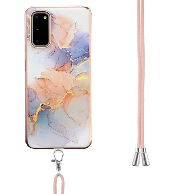 For Samsung Galaxy S20 Electroplating Pattern IMD TPU Shockproof Case with Neck Lanyard(Milky Way White Marble) - free shipping - PMC TechLife - Order now!