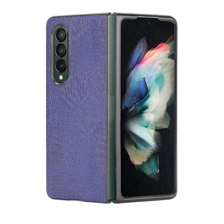 For Samsung Galaxy Z Fold3 5G Shockproof Crocodile Texture PC + PU Case(Blue) - free shipping - PMC TechLife - Order now!