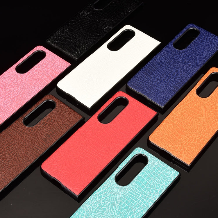For Samsung Galaxy Z Fold3 5G Shockproof Crocodile Texture PC + PU Case(Blue) - free shipping - PMC TechLife - Order now!