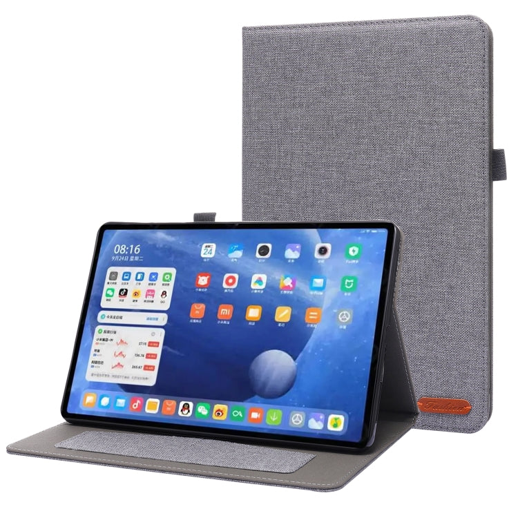 For Xiaomi Pad 5 / 5 Pro Horizontal Flip TPU + Fabric PU Leather Protective Case with Name Card Clip(Grey) - free shipping - PMC TechLife - Order now!