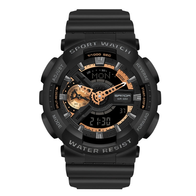 SANDA World Time Luminous Calendar Multifunctional Men Sports Quartz Watch(3110 Black Rose Gold) - Sport Watches by SANDA | Online Shopping South Africa | PMC Jewellery | Buy Now Pay Later Mobicred