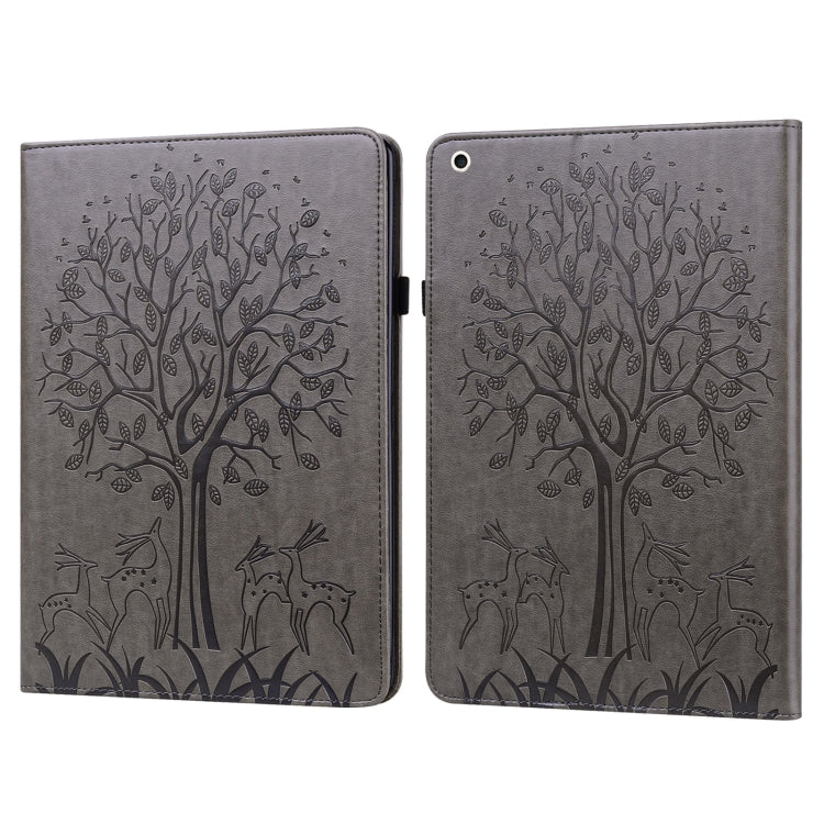 For iPad Pro 10.5 2017 / 10.2 2019 Tree & Deer Pattern Pressed Printing Horizontal Flip PU Leather Case with Holder & Card Slots & Sleep / Wake-up Function(Grey) - free shipping - PMC TechLife - Order now!