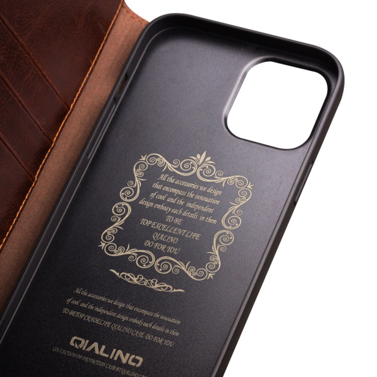 For iPhone 13 Pro Max QIALINO Horizontal Flip Leather Case with Holder & Card Slots & Wallet (Brown) - free shipping - PMC TechLife - Order now!