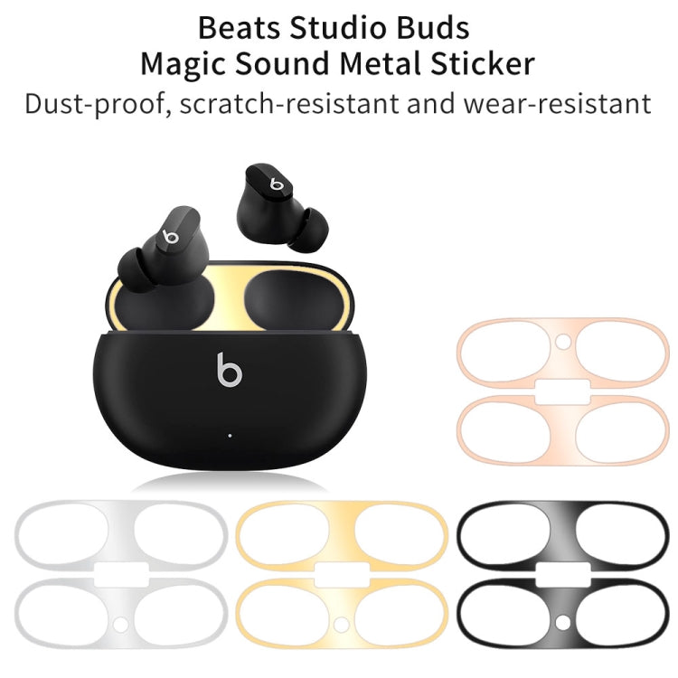 For Beats Studio Buds Wireless Bluetooth Earphone Magic Sound Metal Protective Sticker(Rose Gold) - Protective Sticker by PMC Jewellery | Online Shopping South Africa | PMC Jewellery