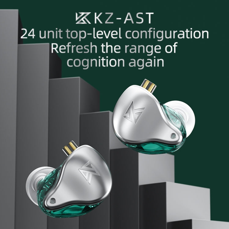 KZ AST 24-unit Balance Armature Monitor HiFi In-Ear Wired Earphone With Mic(Green) - In Ear Wired Earphone by KZ | Online Shopping South Africa | PMC Jewellery | Buy Now Pay Later Mobicred