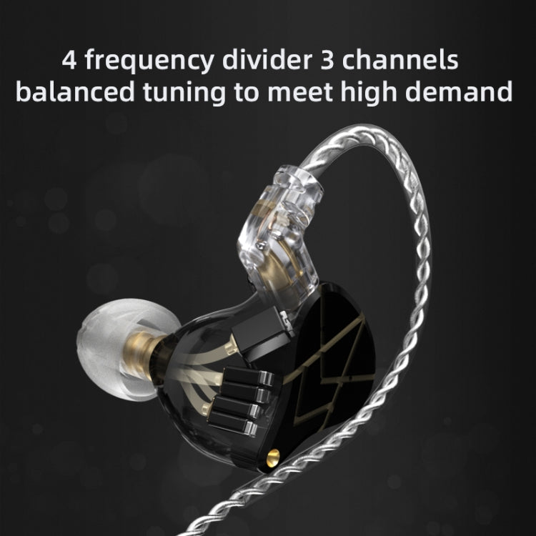 KZ ASX 20-unit Balance Armature Monitor HiFi In-Ear Wired Earphone With Mic(Black) - In Ear Wired Earphone by KZ | Online Shopping South Africa | PMC Jewellery