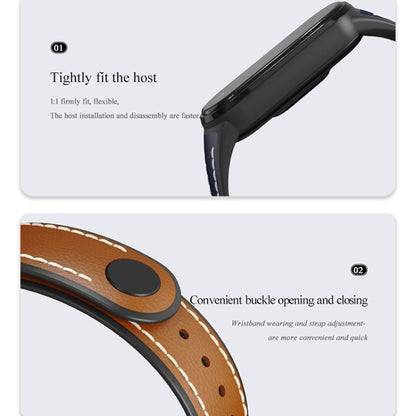 For Xiaomi Mi Band 5/6/7 MIJOBS TPU + Leather Watch Band(Blue+Black) - Watch Bands by MIJOBS | Online Shopping South Africa | PMC Jewellery | Buy Now Pay Later Mobicred