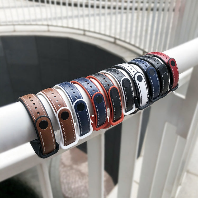 For Xiaomi Mi Band 5/6/7 MIJOBS TPU + Leather Watch Band(White+Black) - Watch Bands by MIJOBS | Online Shopping South Africa | PMC TechLife | Buy Now Pay Later Mobicred