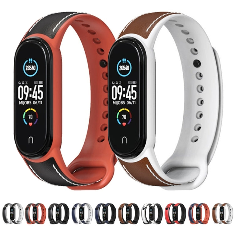 For Xiaomi Mi Band 5/6/7 MIJOBS TPU + Leather Watch Band(Brown+Black) - Watch Bands by MIJOBS | Online Shopping South Africa | PMC TechLife | Buy Now Pay Later Mobicred