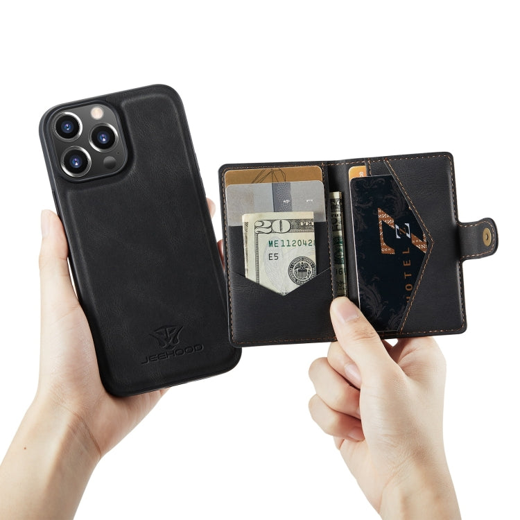 For iPhone 13 Pro Max JEEHOOD Retro Magnetic Detachable Protective Case with Wallet & Card Slot & Holder (Black) - iPhone 13 Pro Max Cases by JEEHOOD | Online Shopping South Africa | PMC TechLife | Buy Now Pay Later Mobicred