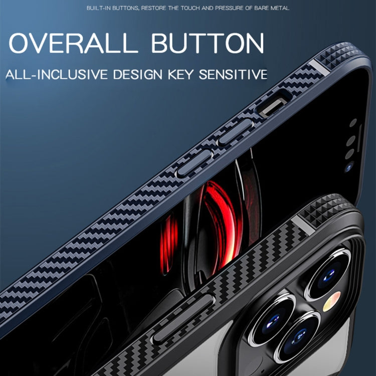 For iPhone 13 Pro Max MG Series Carbon Fiber TPU + Clear PC Four-corner Airbag Shockproof Case (Red) - free shipping - PMC TechLife - Order now!