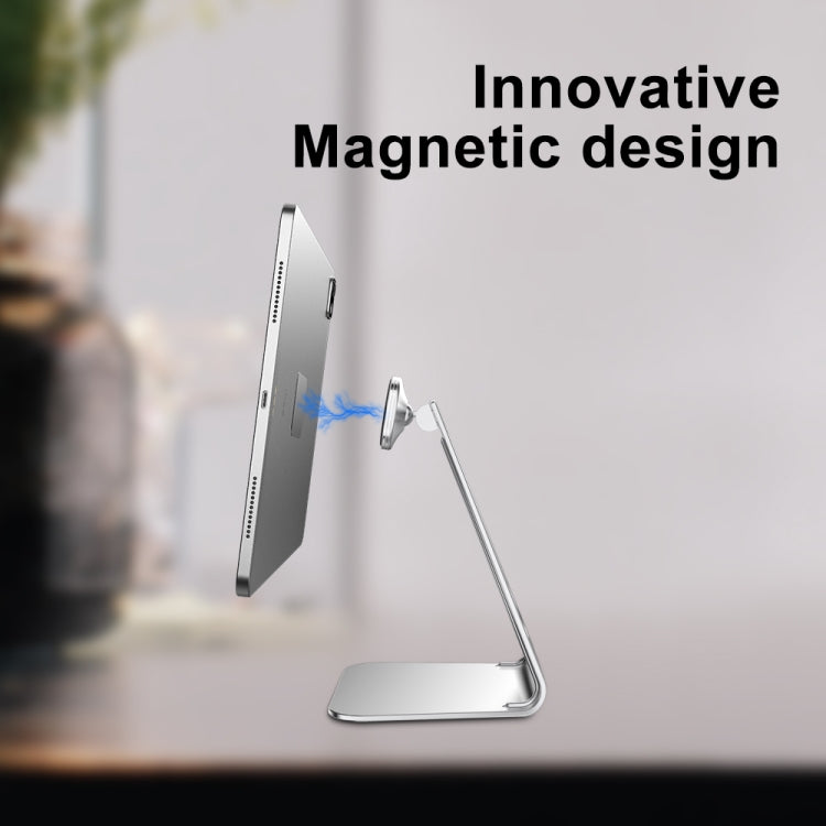 R-JUST PB01 L-shaped Magnetic Rotatable Aluminum Alloy Mobile Phones Tablets Holder(Silver) - Desktop Holder by R-JUST | Online Shopping South Africa | PMC Jewellery