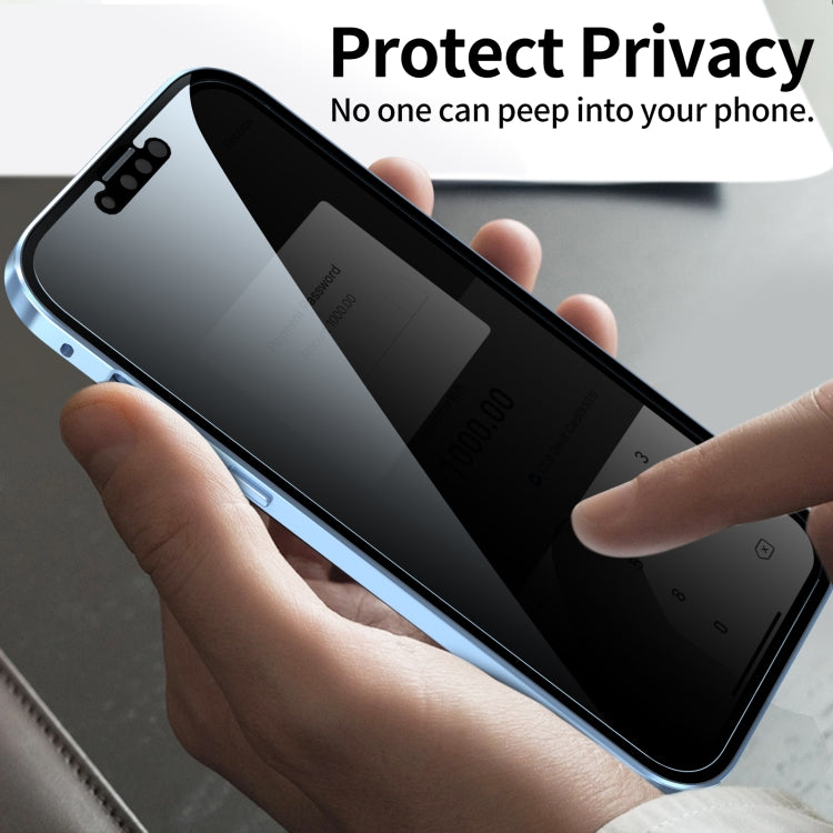 For iPhone 13 Pro Anti-peeping Magnetic Metal Frame Double-sided Tempered Glass Phone Case (Pink) - iPhone 13 Pro Cases by PMC TechLife | Online Shopping South Africa | PMC TechLife | Buy Now Pay Later Mobicred