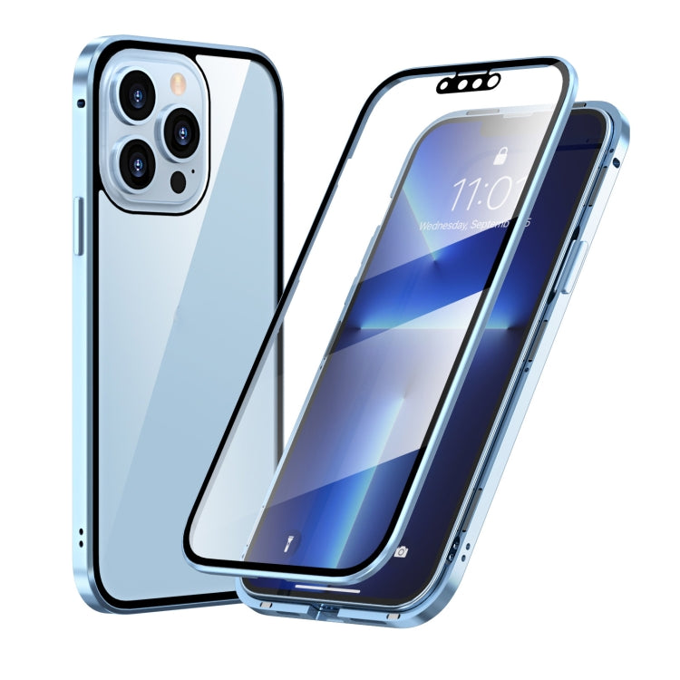 For iPhone 13 Pro HD Magnetic Metal Frame Double-sided Tempered Glass Phone Case (Sierra Blue) - free shipping - PMC TechLife - Order now!