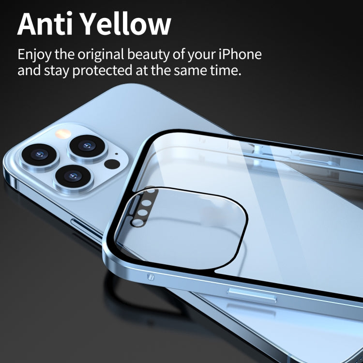 For iPhone 13 Pro HD Magnetic Metal Frame Double-sided Tempered Glass Phone Case (Sierra Blue) - free shipping - PMC TechLife - Order now!