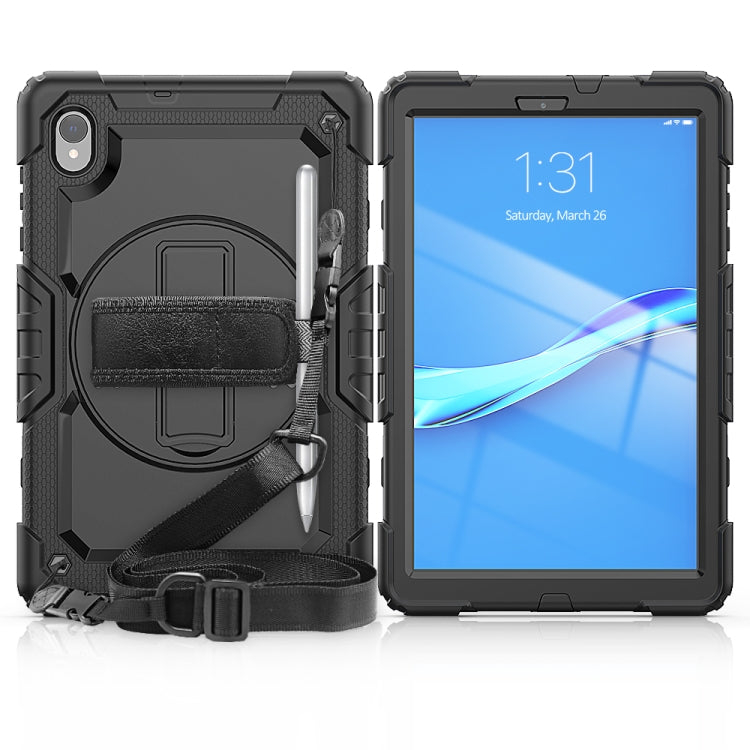 For Lenovo Tab M10 HD TB-X306X Shockproof Colorful Silicone + PC Protective Tablet Case with Holder & Shoulder Strap & Hand Strap(Black) - free shipping - PMC TechLife - Order now!