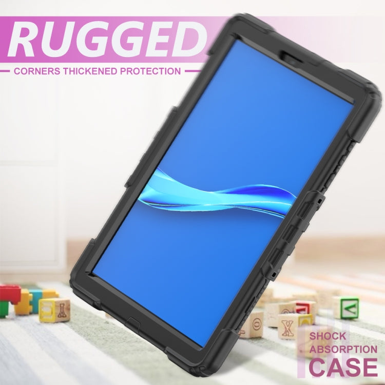 For Lenovo Tab M10 HD TB-X306X Shockproof Colorful Silicone + PC Protective Tablet Case with Holder & Shoulder Strap & Hand Strap(Black) - free shipping - PMC TechLife - Order now!