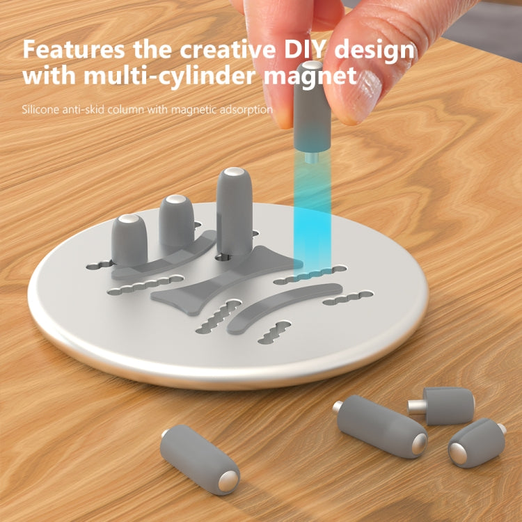 R-JUST BJ15 Aluminum Alloy Adjustable Magnetic Multi-function Disc Data Cable Storage Fixed Base Mobile Phone Laptop Bracket(Silver Gray) - Cable Organizer by R-JUST | Online Shopping South Africa | PMC TechLife