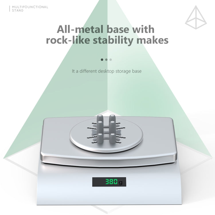 R-JUST BJ15 Aluminum Alloy Adjustable Magnetic Multi-function Disc Data Cable Storage Fixed Base Mobile Phone Laptop Bracket(Silver Gray) - Cable Organizer by R-JUST | Online Shopping South Africa | PMC TechLife