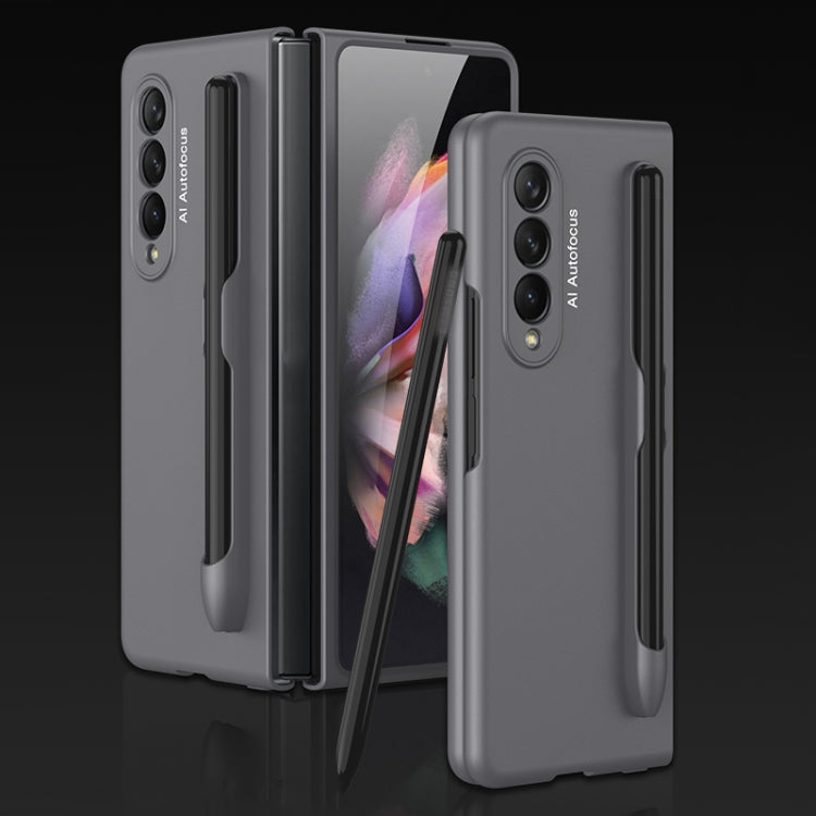 For Samsung Galaxy Z Fold3 5G GKK Ultra-thin Full Coverage Phone Flip Case with Pen Slot(Grey) - Galaxy Phone Cases by GKK | Online Shopping South Africa | PMC TechLife | Buy Now Pay Later Mobicred