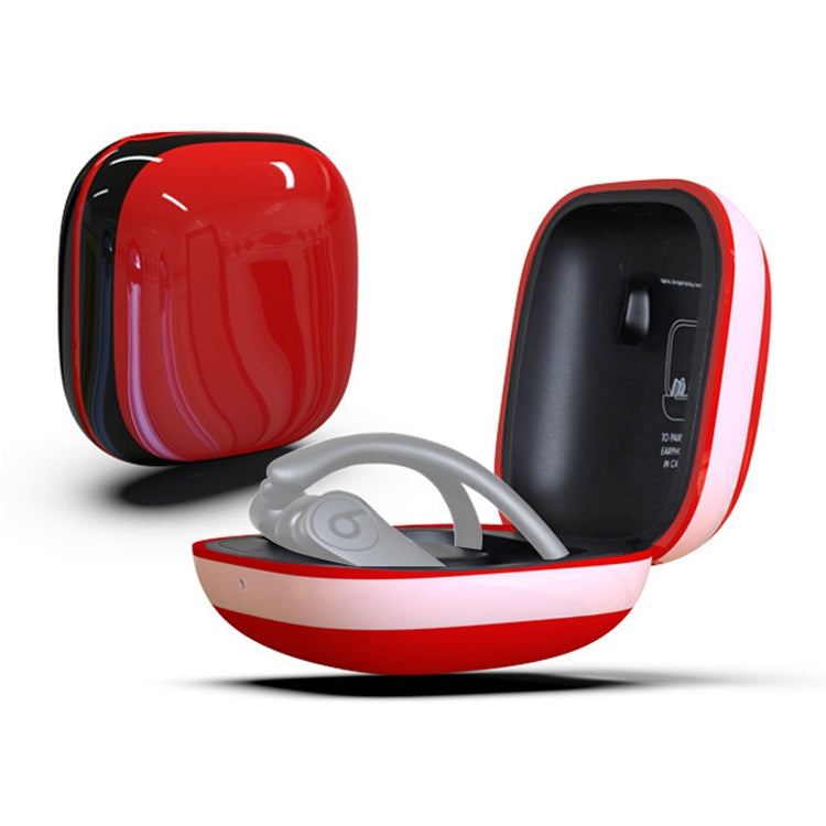 Mirror Surface Silicone + PC Wireless Earphone Protective Case for Beats Powerbeats Pro(Red+White) - Other Case by PMC TechLife | Online Shopping South Africa | PMC TechLife