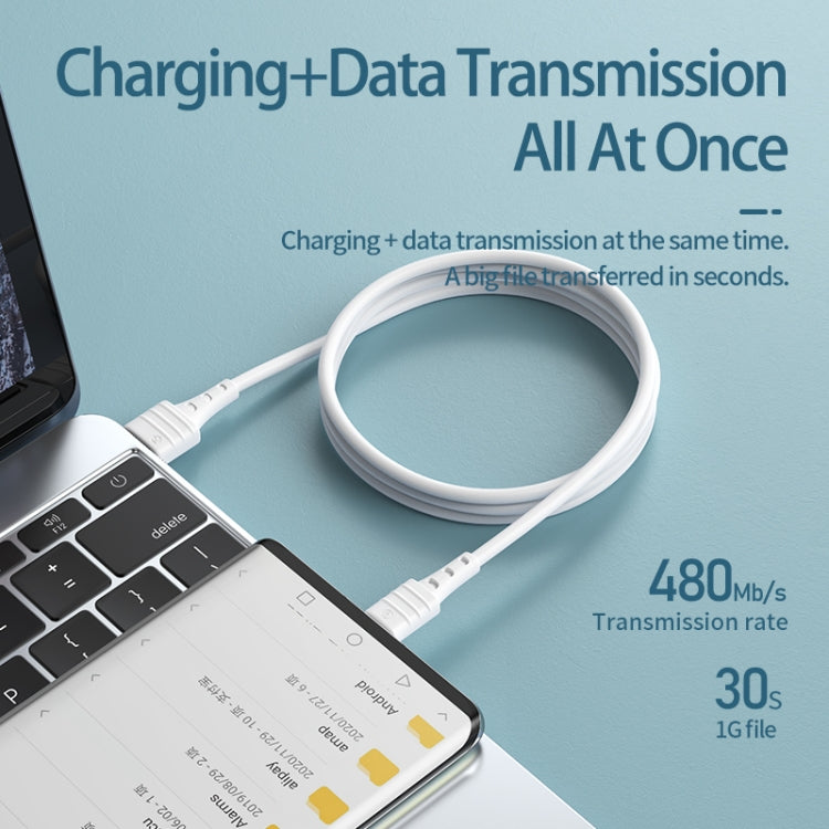 REMAX RC-179m  2.4A Micro USB High Elastic TPE Fast Charging Data Cable, Length: 1m(White) - free shipping - PMC TechLife - Order now!