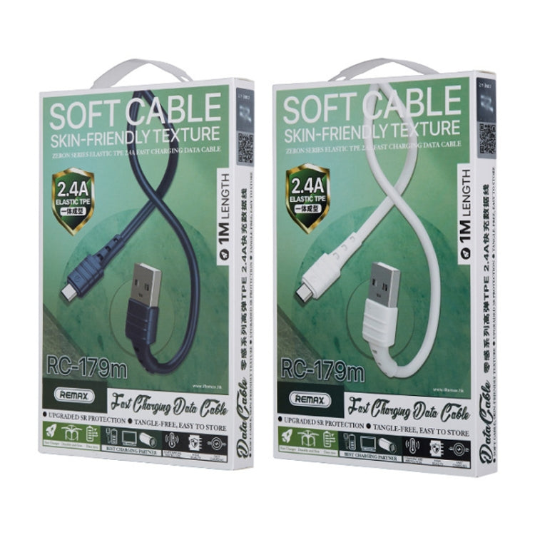 REMAX RC-179m  2.4A Micro USB High Elastic TPE Fast Charging Data Cable, Length: 1m(Blue) - Micro USB Cable by REMAX | Online Shopping South Africa | PMC TechLife | Buy Now Pay Later Mobicred