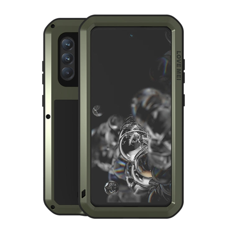 For Samsung Galaxy S21 FE LOVE MEI Metal Shockproof Waterproof Dustproof Protective Phone Case with Glass(Green) - Galaxy Phone Cases by LOVE MEI | Online Shopping South Africa | PMC Jewellery | Buy Now Pay Later Mobicred