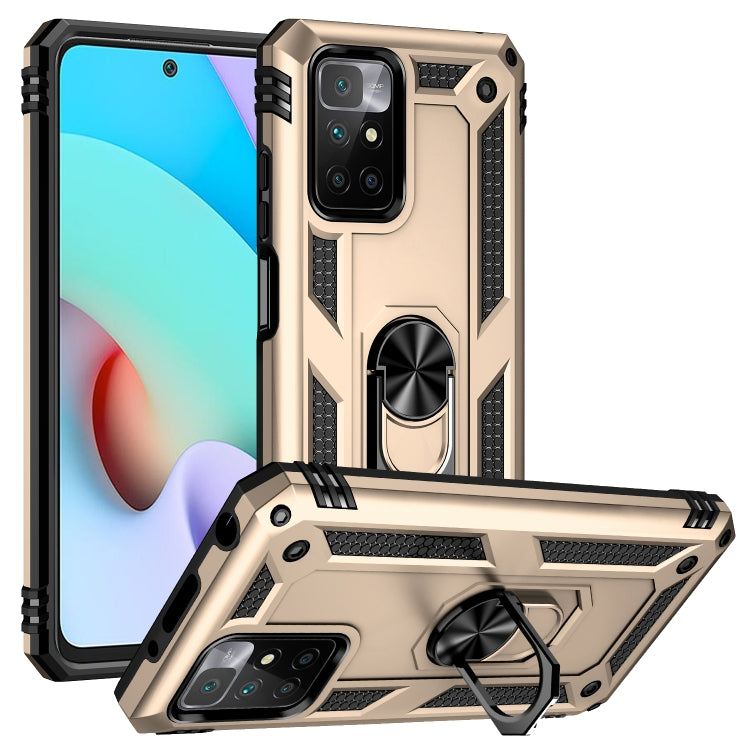 For Xiaomi Redmi 10 Shockproof TPU + PC Phone Case with 360 Degree Rotating Holder(Gold) - free shipping - PMC TechLife - Order now!