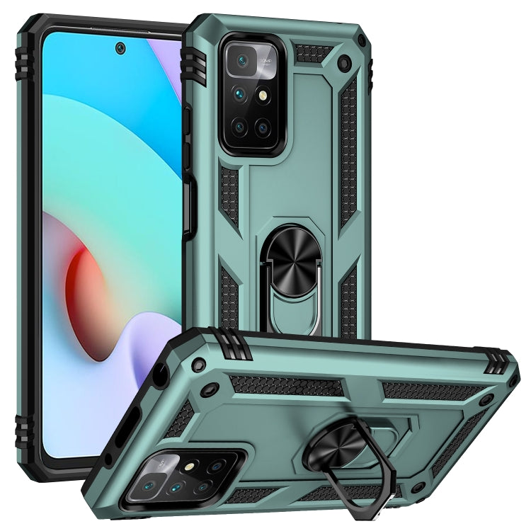 For Xiaomi Redmi 10 Shockproof TPU + PC Phone Case with 360 Degree Rotating Holder(Dark Green) - free shipping - PMC TechLife - Order now!